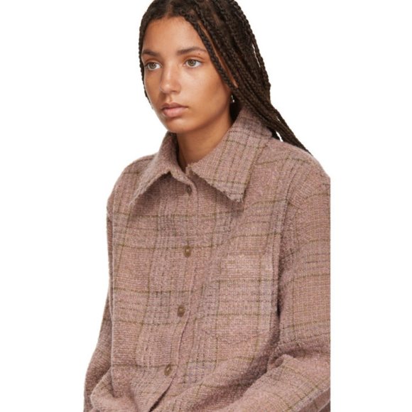 Acne Studios Pink and Brown Checked Shirt - Size 32 - Picture 2 of 6